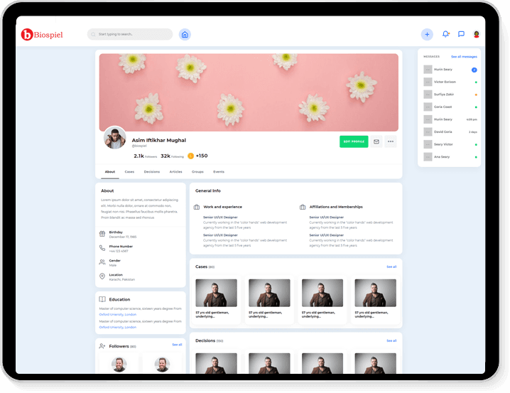 Biospiel platform on desktop and mobile devices
